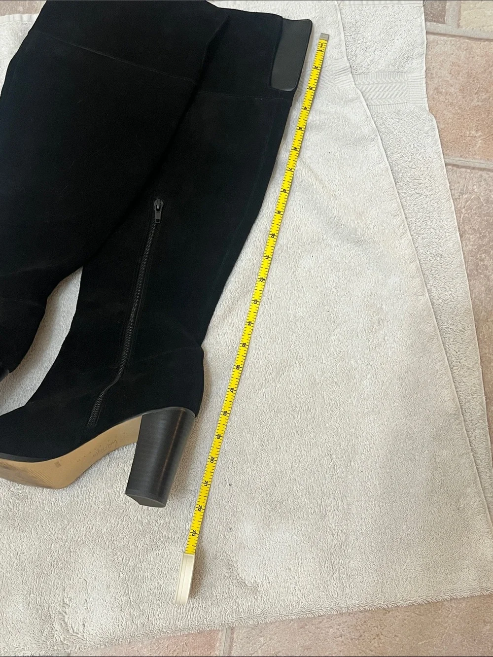 Lord & Taylor Black Suede Over-the-Knee Block Heel Boots
